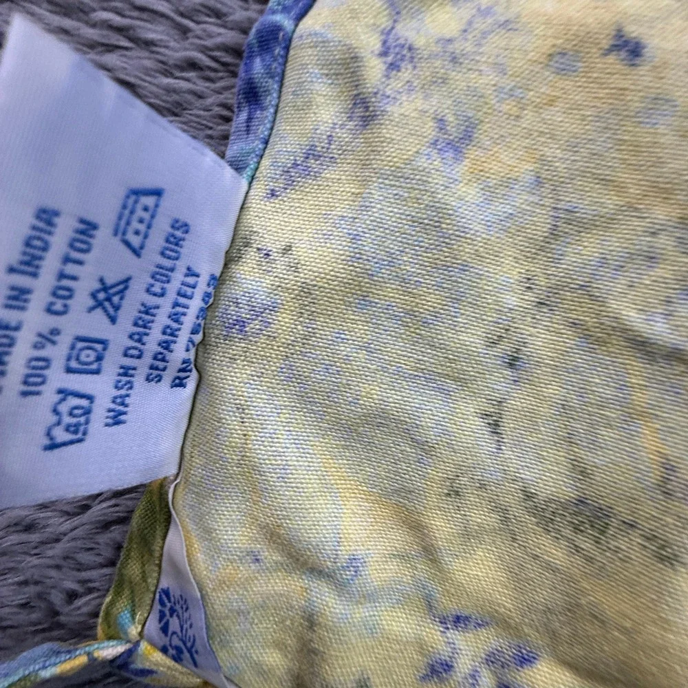 April Cornell Bib Apron Womens One Size Yellow Blue Floral Chintz Excellent